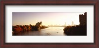 Framed Boats in the river with cityscape in the background, Head of the Charles Regatta, Charles River, Boston, Massachusetts, USA