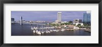 Framed USA, Florida, Jacksonville, St. Johns River, High angle view of Marina Riverwalk