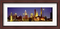 Framed Buildings Lit Up At Night, Cleveland, Ohio
