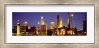 Framed Buildings Lit Up At Night, Cleveland, Ohio