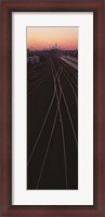 Framed USA, Illinois, Chicago, Cicero, Railroad tracks at dawn