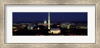 Framed Buildings Lit Up At Night, Washington Monument, Washington DC, District Of Columbia, USA