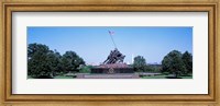 Framed War memorial with Washington Monument in the background, Iwo Jima Memorial, Arlington, Virginia, USA