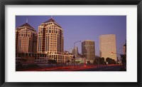 Framed USA, California, Oakland, Alameda County, New City Center, Buildings lit up at night