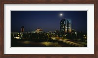 Framed Buildings lit up at night, Sacramento, California, USA