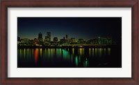 Framed Buildings lit up at night, Willamette River, Portland, Oregon, USA