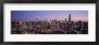 Framed Chicago with Purple Sky at Night