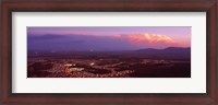 Framed Aerial view of a city lit up at sunset, Phoenix, Maricopa County, Arizona, USA