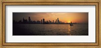Framed Silhouette of buildings at the waterfront, Navy Pier, Chicago, Illinois, USA
