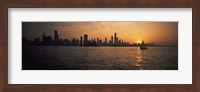 Framed Silhouette of buildings at the waterfront, Navy Pier, Chicago, Illinois, USA