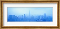 Framed Foggy View of the New York Skyline in all Blue