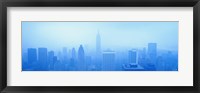 Framed Foggy View of the New York Skyline in all Blue