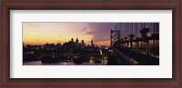 Framed Bridge over a river, Benjamin Franklin Bridge, Philadelphia, Pennsylvania, USA