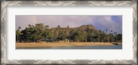 Framed USA, Hawaii, Oahu, Honolulu, Diamond Head St Park, View of a rainbow over a beach resort