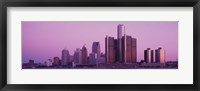 Framed Detriot, Michigan with Purple Sky