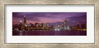 Framed Chicago with Purple Night Sky