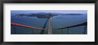 Framed Aerial view of traffic on a bridge, Golden Gate Bridge, San Francisco, California, USA