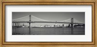 Framed Manhattan Bridge across the East River, New York City, New York State, USA