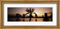Framed Silhouette of buildings at the waterfront, Lake Eola, Summerlin Park, Orlando, Orange County, Florida, USA