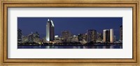 Framed Skyscrapers at night in San Diego, California
