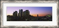 Framed Silhouette of skyscrapers at dusk, City of Los Angeles, California, USA