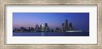 Framed Detroit Skyline at night, Michigan