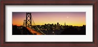 Framed San Francisco Bay Bridge with Moon in Sky