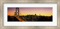 Framed San Francisco Bay Bridge with Moon in Sky