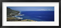 Framed High angle view of a coastline, Oahu, Hawaii Islands, USA