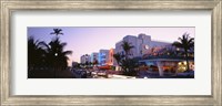 Framed Buildings Lit Up At Dusk, Ocean Drive, Miami, Florida, USA