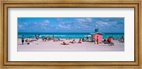 Framed Tourist on the beach, Miami, Florida, USA