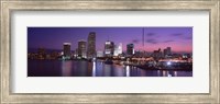 Framed Night Skyline Miami FL USA