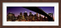 Framed Night Brooklyn Bridge Skyline New York City NY USA