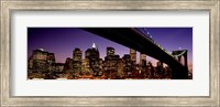 Framed Night Brooklyn Bridge Skyline New York City NY USA