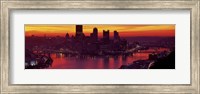 Framed Silhouette of buildings at dawn, Three Rivers Stadium, Pittsburgh, Allegheny County, Pennsylvania, USA