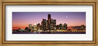 Framed Night Skyline Detroit MI