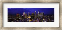 Framed Skyscrapers lit up at night, City Of Los Angeles, California, USA