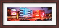 Framed Buildings Lit Up At Night, South Beach, Miami Beach, Florida, USA