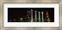 Framed Buildings lit up at night in a city, Bartle Hall, Kansas City, Jackson County, Missouri, USA