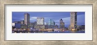 Framed Panoramic View Of An Urban Skyline At Twilight, Baltimore, Maryland, USA