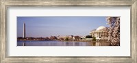 Framed USA, Washington DC, Washington Monument and Jefferson Memorial, Tourists outside the memorial