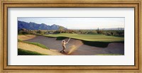 Framed Side profile of a man playing golf at a golf course, Tucson, Arizona, USA