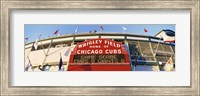 Framed Red score board outside Wrigley Field,USA, Illinois, Chicago