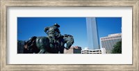 Framed Low Angle View Of A Statue In Front Of Buildings, Dallas, Texas, USA