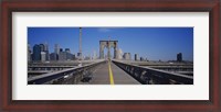 Framed Bench on a bridge, Brooklyn Bridge, Manhattan, New York City, New York State, USA