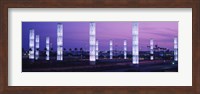 Framed Light sculptures lit up at night, LAX Airport, Los Angeles, California, USA