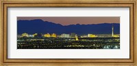 Framed Aerial View Of Buildings Lit Up At Dusk, Las Vegas, Nevada, USA