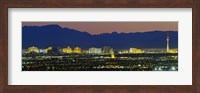 Framed Aerial View Of Buildings Lit Up At Dusk, Las Vegas, Nevada, USA
