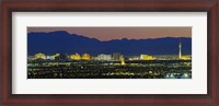 Framed Aerial View Of Buildings Lit Up At Dusk, Las Vegas, Nevada, USA