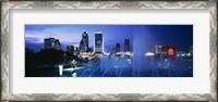 Framed Fountain, Cityscape, Night, Jacksonville, Florida, USA